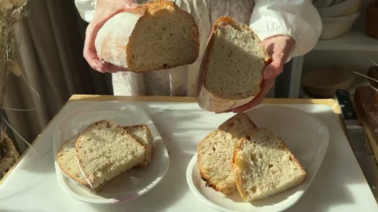 Close view of sourdough crumb from the cold-proof comparison